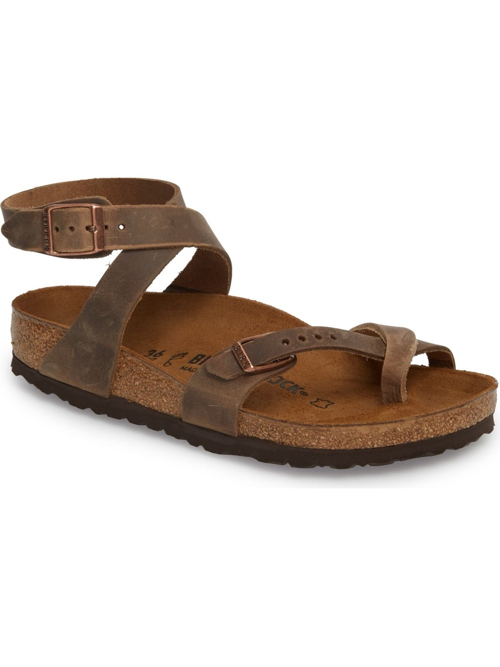 Birkenstock Yara Oiled Leather Sandals Brown Habana EU 37